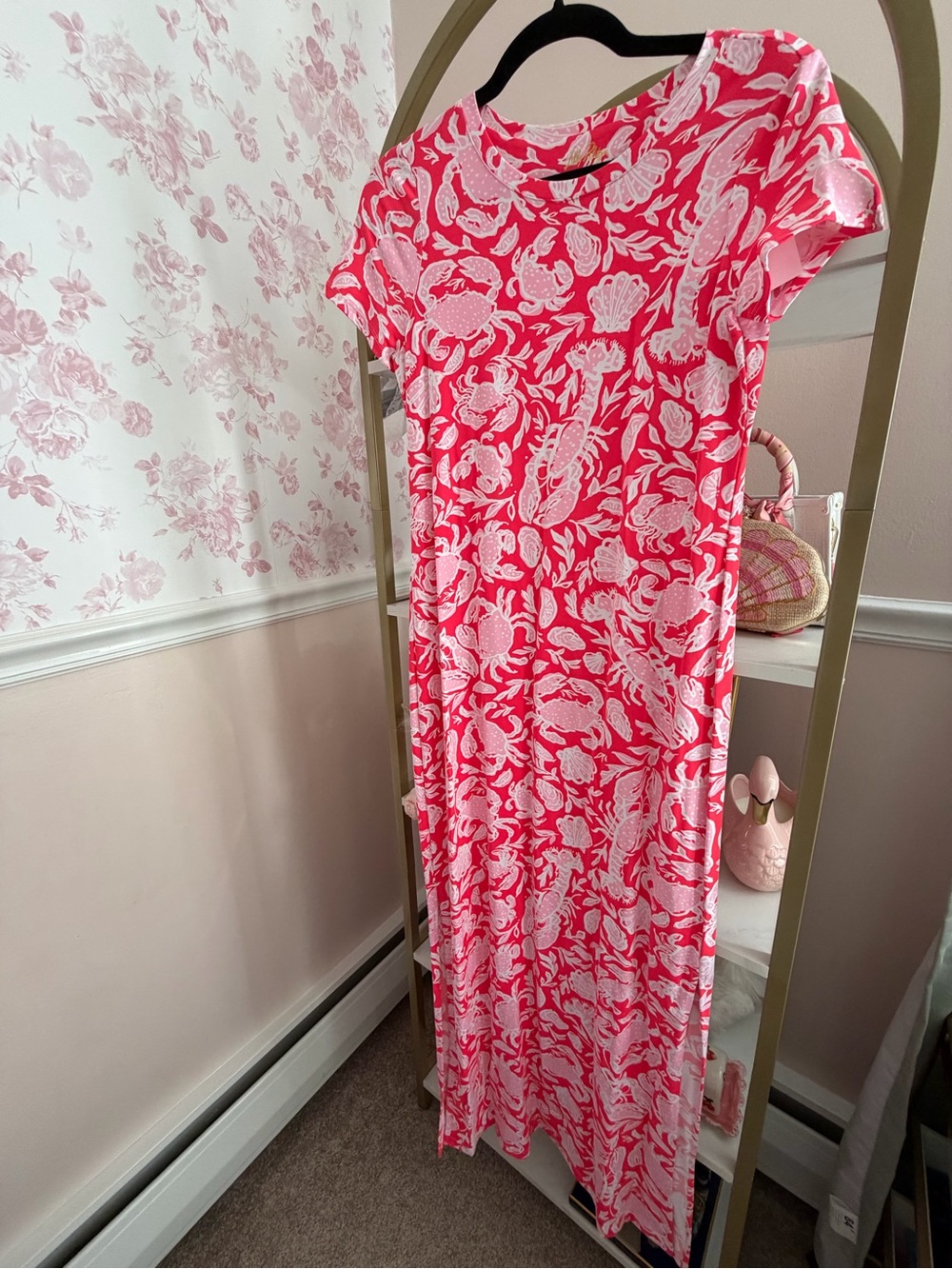 Lilly Pulitzer Pink Coral Floral Print Maxi Dress